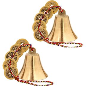 2Pcs Chinese Feng Shui Bell for Wealth and Safe Peace and Success Feng Shui Element Door Chime or Decor