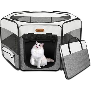 Pet Playpen Cat Playpen, Foldable Cat Playpen for Indoor Cats, Collapsible Crate Kennel Playpen, Kitten Playpen Cat Tent Indoor Outdoor, Pet Play Pen with Carrying Case for Cat Kitten Rabbit