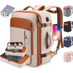 Travel Laptop Backpack,42L Carry on Luggage, Flight Approved Expandable Backpack,Business Anti Theft Weekender Bags for Women Men, Water Resistant Expandable Backpacks With 4 Packing Cubes