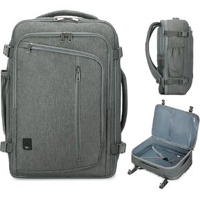 WANDF Expandable 17 Inch Laptop Travel Backpack For Spirit Airlines Personal Item Bag 18x14x8 with Wet Pocket for Men Women（Grey）