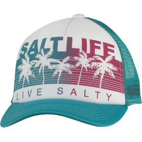 Salt Life Palm Promenade Youth Trucker Mesh Hat, Tropical Teal, OSFM