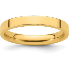 Avariah Solid 14k Yellow Gold 3mm Standard Weight Flat Comfort Fit Wedding Band Size 5 - Ring Size 5.0