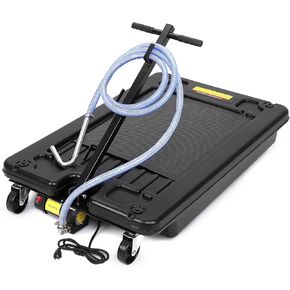 20 Gallon Electric Oil Drain Pan with 110V Pump & 8 Ft Hose, Low Profile & T Folding Handle Oil Drain Cart for Truck Cars SUVs