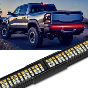 DREAMIZER 60 بوصة إطار من الألومنيوم ثلاثي الصف 1200 LED شريط ضوء الباب الخلفي مع أضواء فرامل التشغيل عكس إشارات الانعطاف المتسلسلة للشاحنة
