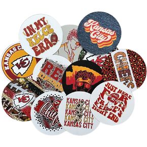 Kansas Freshie Cardstock Round Cutouts 3" | 12 Pack City Football Sports Chiefs Red and Yellow for Silicone Mold Oven Safe