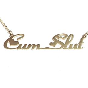 CumSlut Necklace, Gold-Plated or Silver-Plated Cum Slut Necklace, 18" CumSlut Necklace, Swinger lifestyle CumSlut Necklace