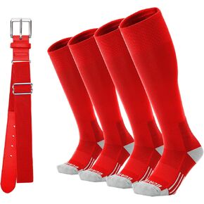 Toddler Baseball/Softball Socks And Belt Combo Kids T-Ball Socks For Youth Boys Girls(2 Pairs Of Socks & 1 Belt) in Saudi Arabia