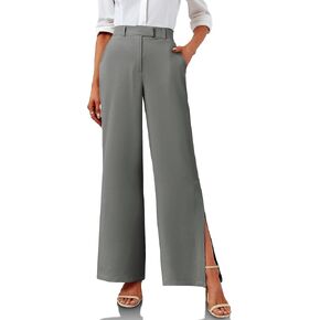 Cicy Bell Womens Wide Leg Dress Pants High Waisted Split Hem Business Casual Trousers with Pockets