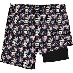 Mens Swim Trunks with Compression Liner 2-in-1 Swimming Shorts Stretch Dry Fit Board Shorts Bathing Suit for Men