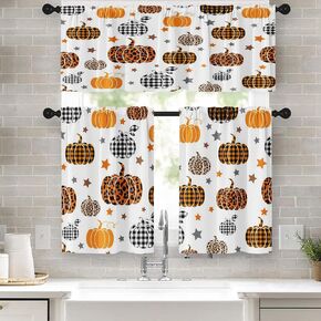 ستائر المطبخ للهالوين، ستائر النوافذ على شكل قرع، مجموعة طبقات وطبقات مقاس 36 بوصة، ستارة قصيرة الطبقة لجيب منزل المقبرة للغرفة، ديكور مطبخ مقهى صغير مخيف in Kuwait