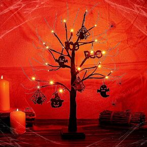 24LED Fall Tree Lighted Maple Tree,Thanksgiving Decoration Maple Leaf Table Tree,Timer Battery Operate Fall Decor Lights for Indoor Outdoor Holiday Autumn Harvest Xmas Party Home Decor