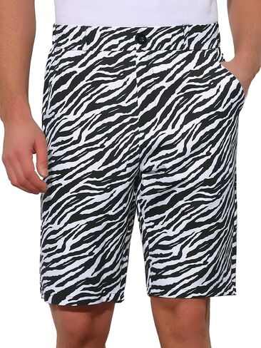 Lars Amadeus Animal Pattern Shorts for Men's Summer Regular Fit Flat Front Animal Print Shorts in Saudi Arabia