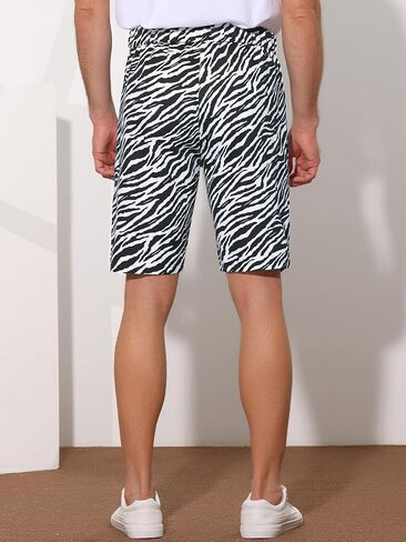 Lars Amadeus Animal Pattern Shorts for Men's Summer Regular Fit Flat Front Animal Print Shorts in Saudi Arabia