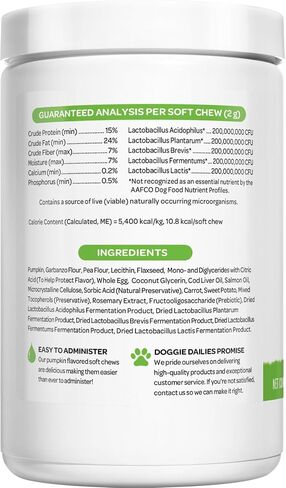 Doggie Dailies Probiotic Soft Chews for Dogs, Pumpkin, 225 Count in Kuwait