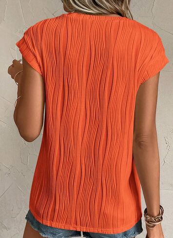PRETTYGARDEN Women's Summer Going Out Tops Dressy Casual Crewneck Short Sleeve Textured Basic Cute Trendy T Shirts Tee Blouse in Saudi Arabia