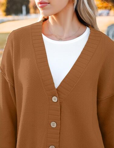 Zeagoo Women's Cardigan 2024 Fall Winter Open Front Oversized Button V Neck Loose Soft Knit Sweater in Saudi Arabia