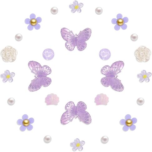 NateBur Flower Shoe Charms - Bling Shoe Charms for Women Girls Butterfly Shoe Decoration Charms Cute DIY Sandal Accessories Decor for Party Favors Birthday Gift in Saudi Arabia