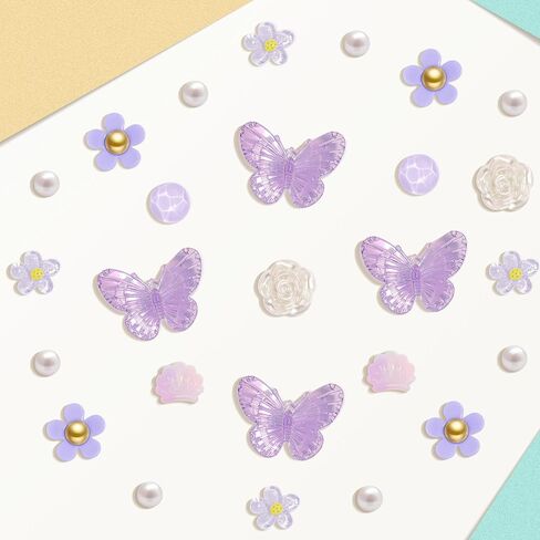 NateBur Flower Shoe Charms - Bling Shoe Charms for Women Girls Butterfly Shoe Decoration Charms Cute DIY Sandal Accessories Decor for Party Favors Birthday Gift in Saudi Arabia
