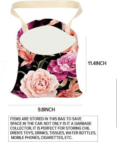 Car Garbage Can, Car Trash Bag, Car Garbage Bag, Hanging Car Trash Can for Car Accessories, Vehicle, Travelling, Camping, Cute Car Back Seat Organizer, Black Red Rose in Kuwait