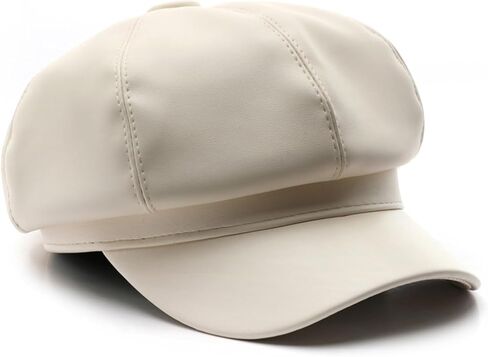 8 Panels Newsboy Caps for Women Vintage PU Leather Visor Beret Baker boy Cap Cabbie Hat for Women Men in Saudi Arabia