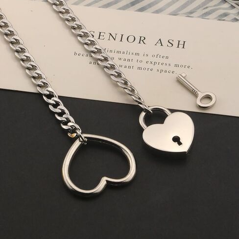 Heart Slip Chain Necklace for Women Men Punk Rock Cuban Long Necklace Heart O-Ring Stainless Steel Cuban Chain Y-shape Necklace Adjustable Lariat Y Necklace Prom Necklace Jewelry in Saudi Arabia