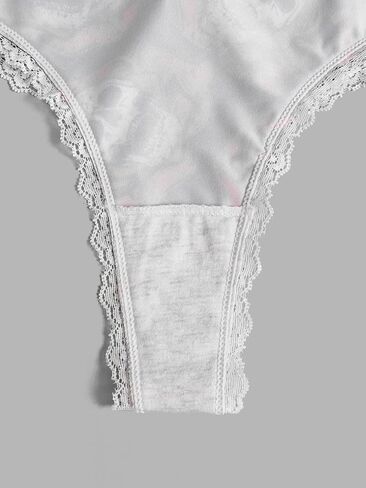 WDIRARA Women's 3 Pack Skull Graphic Print Lace Trim Underwear Panty Set in Saudi Arabia