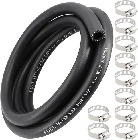 3/8 بوصة، 10 قدم خرطوم خط الوقود قفل دفع NBR المطاط SAE 30R7 300PSI، 10 قطعة 13-19 مشابك، لمحركات أنظمة وقود السيارات in Kuwait