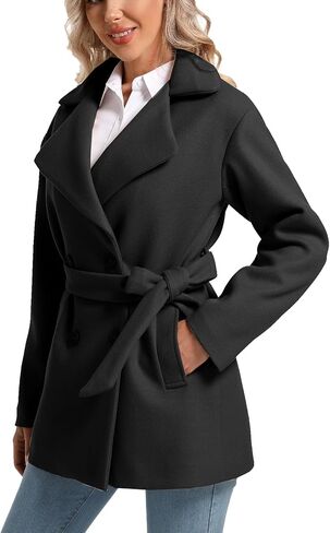 Women's Wool-Blend Double Breasted Pea coat with Belt in Saudi Arabia