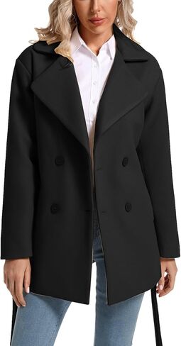 Women's Wool-Blend Double Breasted Pea coat with Belt in Saudi Arabia