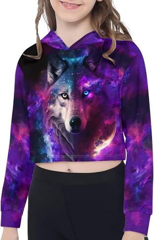 Teen Little Girls Crop Top Size 5-14 Years Old Cropped Hoodie Sweatshirt in Kuwait