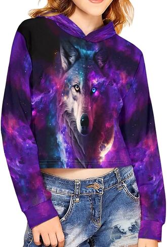 Teen Little Girls Crop Top Size 5-14 Years Old Cropped Hoodie Sweatshirt in Kuwait