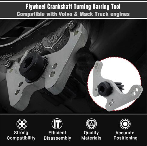 Flywheel Crankshaft Turning Barring Tool Compatible with Volvo Mack Truck, Replace to 9996956 9996620, Engine Crank Flywheel BarringTiming Socket for 1998-2007 D12 D16 Engine. in Kuwait