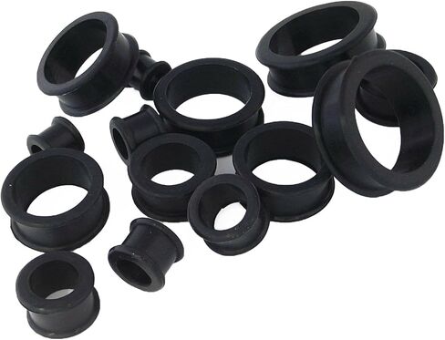 Pair 15/16" (24MM) BLACK SILICONE FLAT FLARE TUNNELS Double Flare Gauges Thin Soft Flexible Flesh Plugs (2pcs) in Saudi Arabia