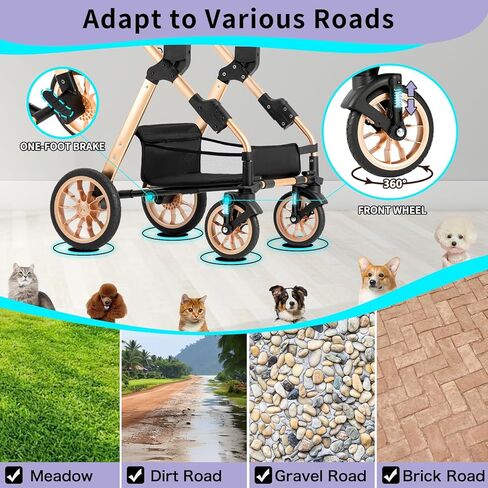 عربة أطفال إنجبورسا للحيوانات الأليفة، عربة للكلاب للكلاب الصغيرة والمتوسطة الحجم مع سلة تخزين، عربة حمل خفيفة الوزن قابلة للطي للكلاب. يمكن استخدام السلة بمفردها. (أخضر) in Kuwait