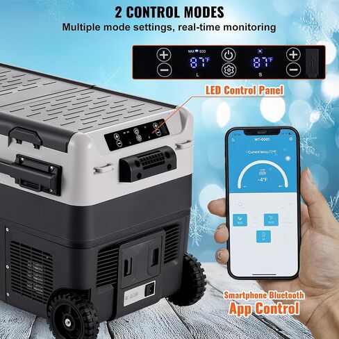 VEVOR Portable Car Refrigerator, 12 Volt Car Refrigerator Fridge, 50 L / 52.8 QT Dual Zone Portable Freezer, -4℉-68℉ Adjustable Temperature, Compressor Cooler for Home, Outdoor, Camping, RV, Car in Saudi Arabia
