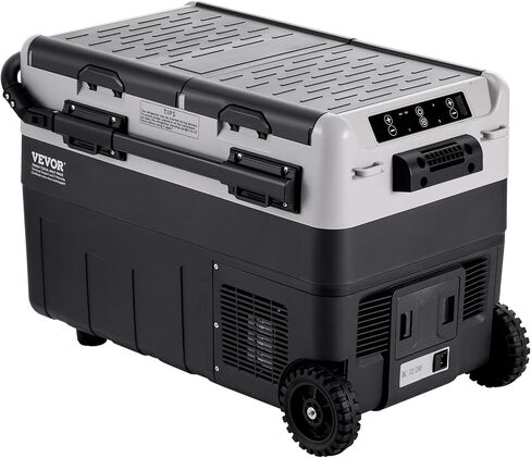 VEVOR Portable Car Refrigerator, 12 Volt Car Refrigerator Fridge, 50 L / 52.8 QT Dual Zone Portable Freezer, -4℉-68℉ Adjustable Temperature, Compressor Cooler for Home, Outdoor, Camping, RV, Car in Saudi Arabia