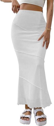 Avanova Women Mesh High Waisted Mermaid Bodycon Skirts Summer Fishtail Midi Skirts in Saudi Arabia