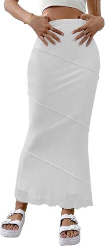 Avanova Women Mesh High Waisted Mermaid Bodycon Skirts Summer Fishtail Midi Skirts in Saudi Arabia