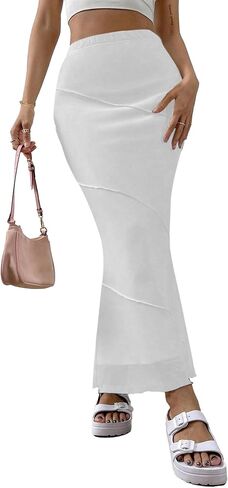 Avanova Women Mesh High Waisted Mermaid Bodycon Skirts Summer Fishtail Midi Skirts in Saudi Arabia