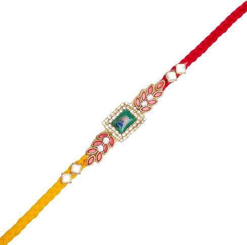 Rakhi for Brother Bhai Bhaiya Bhatija Raksha Bandhan gift Rakhi Thread Single Rakhi with Roli Chawal and Greeting card gift pack in pouch/Potli bag in Saudi Arabia
