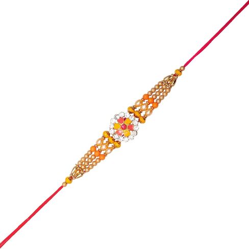 Rakhi for Brother Bhai Bhaiya Bhatija Raksha Bandhan gift Rakhi Thread Single Rakhi with Roli Chawal and Greeting card gift pack in pouch/Potli bag in Saudi Arabia