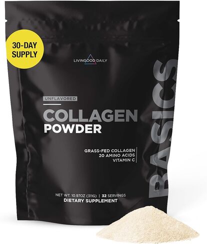 Livingood Daily Chocolate Collagen Powder - Hydrolyzed Collagen Peptides Powder Plus Vitamin C - Complete Protein with 20 Amino Acids - Type I & III, Grass-Fed, Keto, Paleo - 30 Servings, 12.3oz in Saudi Arabia