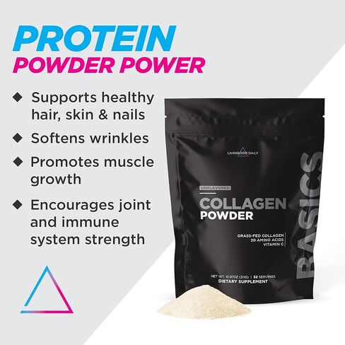 Livingood Daily Chocolate Collagen Powder - Hydrolyzed Collagen Peptides Powder Plus Vitamin C - Complete Protein with 20 Amino Acids - Type I & III, Grass-Fed, Keto, Paleo - 30 Servings, 12.3oz in Saudi Arabia