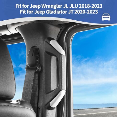 RT-TCZ لسيارة Wrangler JL A B غطاء مقابض عمود أبيض لسيارة Jeep Wrangler JL JLU Gladiator JT 4 Door 2018-2023 ملحقات داخلية بيضاء in Saudi Arabia
