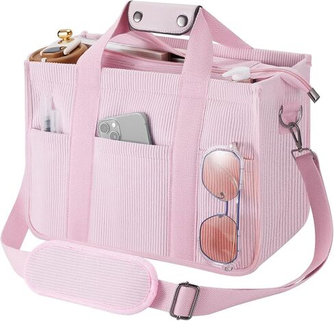 Corduroy Tote Bag with Zipper Women Large Crossbody Tote Purse with Pockets Everything Handbag Everyday Satchel Bag in Saudi Arabia