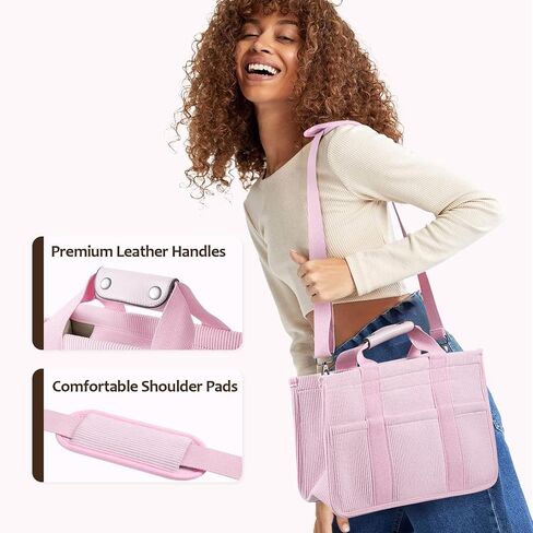 Corduroy Tote Bag with Zipper Women Large Crossbody Tote Purse with Pockets Everything Handbag Everyday Satchel Bag in Saudi Arabia