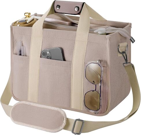 Corduroy Tote Bag with Zipper Women Large Crossbody Tote Purse with Pockets Everything Handbag Everyday Satchel Bag in Saudi Arabia