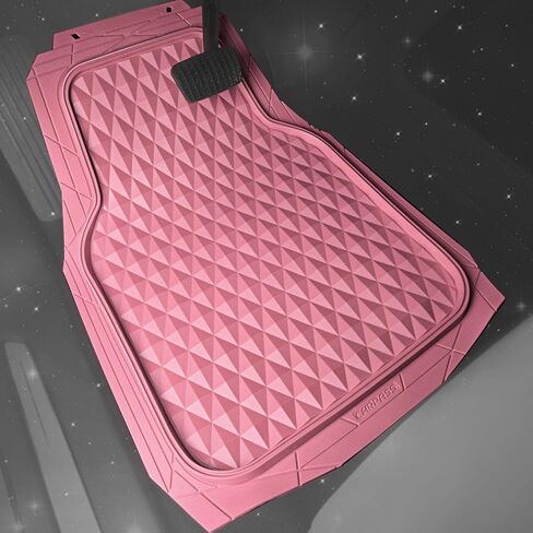 CAR PASS Heavy Duty Rubber Pink Car Floor Mats & Cargo Liners, Deep Dish All-Weather Trunk Mats Durable Anti-Slip 3D Rhombus Waterproof Trim to Fit Liner Universal Fit Auto,Sedan,SUV,Truck, Peach Pink in Saudi Arabia