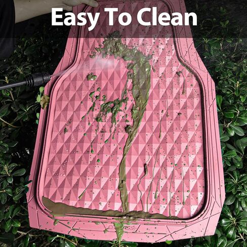 CAR PASS Heavy Duty Rubber Pink Car Floor Mats & Cargo Liners, Deep Dish All-Weather Trunk Mats Durable Anti-Slip 3D Rhombus Waterproof Trim to Fit Liner Universal Fit Auto,Sedan,SUV,Truck, Peach Pink in Saudi Arabia