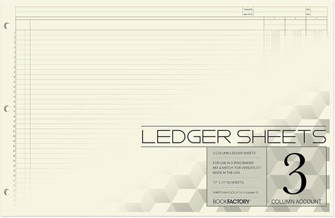 BookFactory Ledger Pad/Large 13 Column Accounting Ledger Columnar (Thirteen Columns) Pads - 17" x 11", 50 Pages, Notepad Landscape Format (PAD-050-CLCPD3(17x11-Ledger-13)-AX) in Kuwait